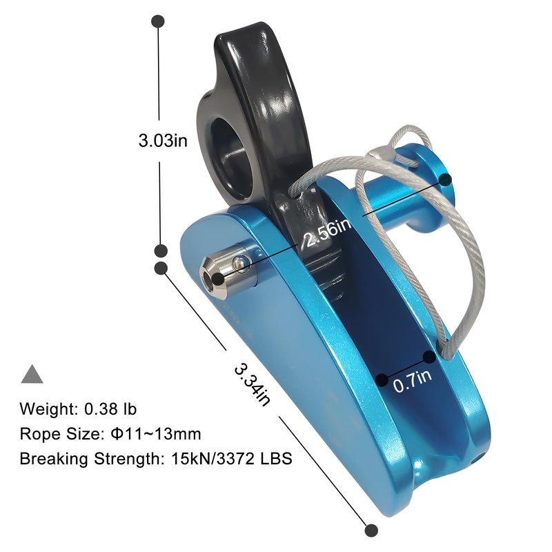 SEPEAK Detachable Climbing Ascender 15kN Rope Grab Ascender, Flip Line Adjuster, Fall Protection Belay Device for Rock Climbing,Tree Arborist/Fit for 11~13 MM Rope/Blue