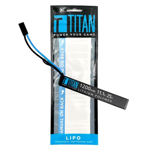 Titan Lithium Polymer (LiPo) Airsoft Battery | 1200mAh 11.1v Stick- Tamiya Plug | Fast Trigger Response | Made in The USA