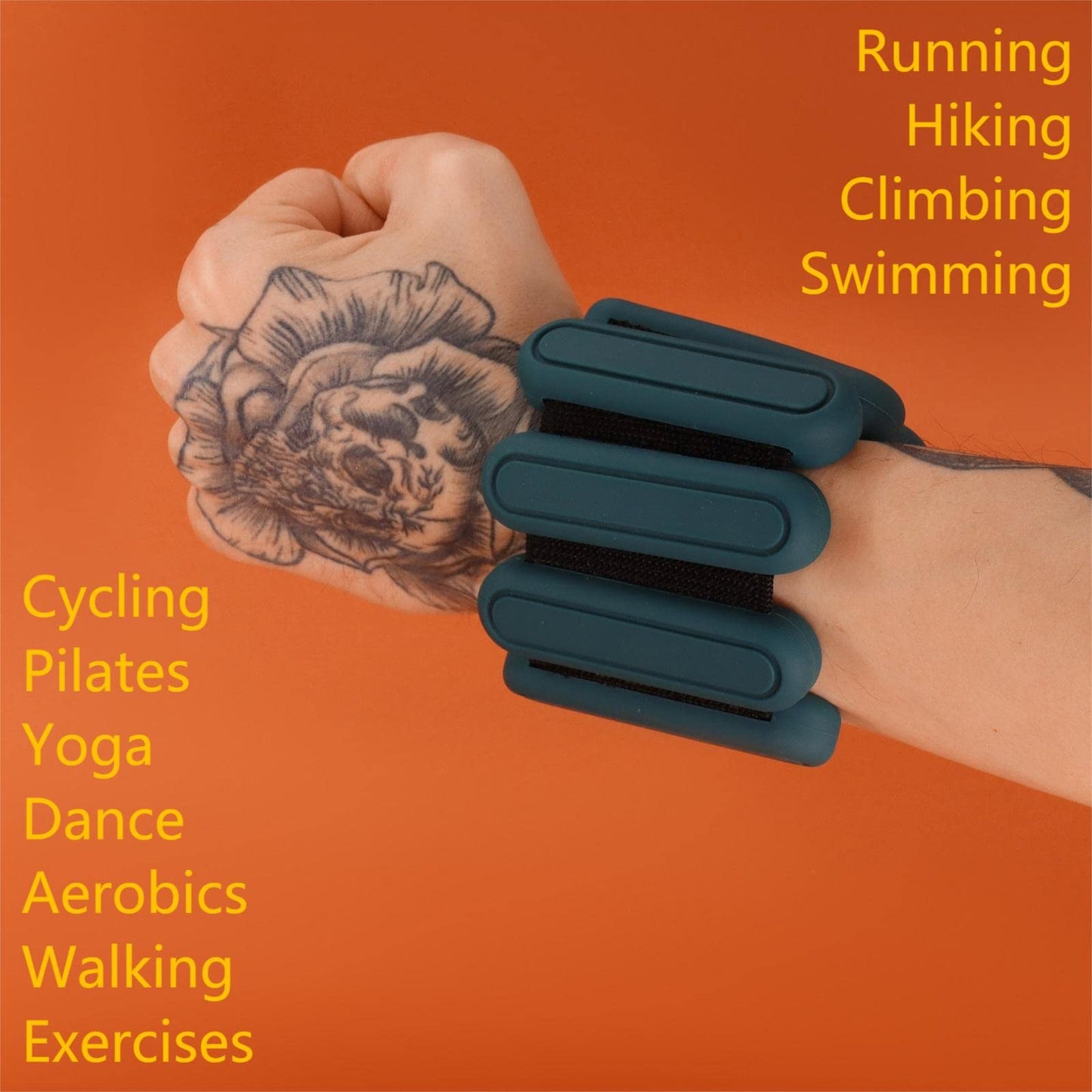 STONESAM Wrist & Ankle Weight-Set of 2 (1lb), Wearable Wrist Bracelets for Yoga, Dance, Barre, Pilates, Exercises, Cardio, Aerobics, Walking (Blackish green)