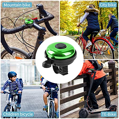 Loud Aluminum Bicycle Bell - Clear Sound for Adults & Kids - Green Left Hand Use 2 Pack