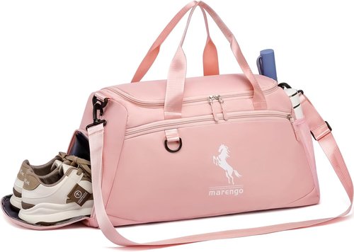 Marengo Gym Bag - Lightweight Travel Duffle with Shoe & Wet Compartment | Ideal for Sports, Yoga & Swimming - Pink