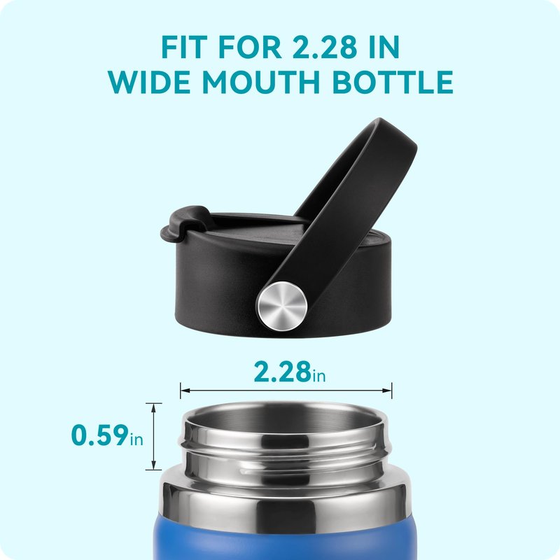 Soledea 2Pack Flip Lid for Wide Mouth Insulated Sports Water Bottles,Replacement Lids Compatible with Hydro Flask for 12 16 18 20 32 40 oz Wide Mouth Water Bottle