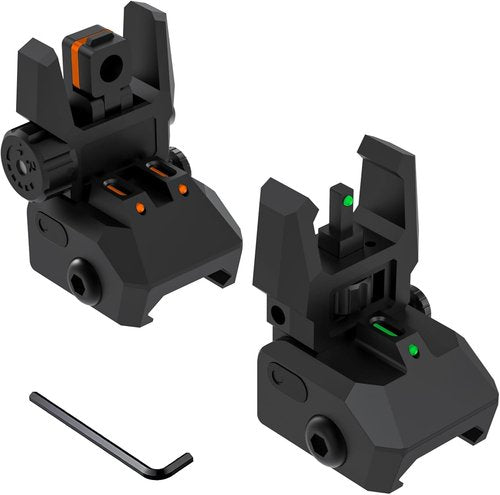 Fiber Optic Sights - Flip Up Front & Rear with Green/Red Dots | Tool-Free Adjustment