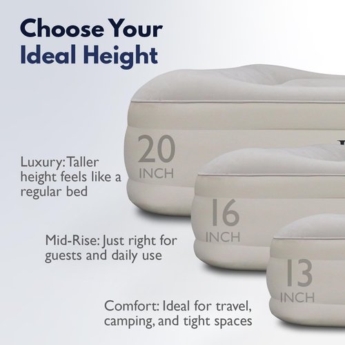King Koil Luxury Queen Size Air Mattress - Built-In High-Speed Pump | Waterproof & Adjustable, 1-Year Warranty