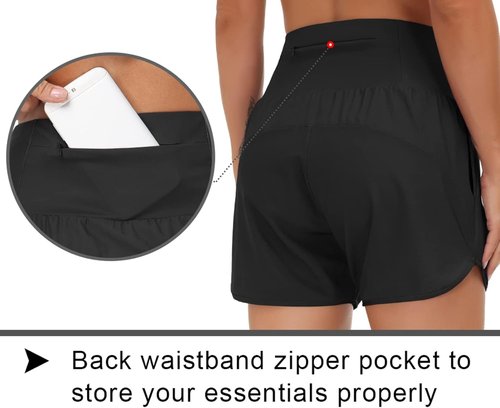 Gym People Women's High Waist Running Shorts - Athletic Hiking Workout Shorts with Liner & Zip Pockets