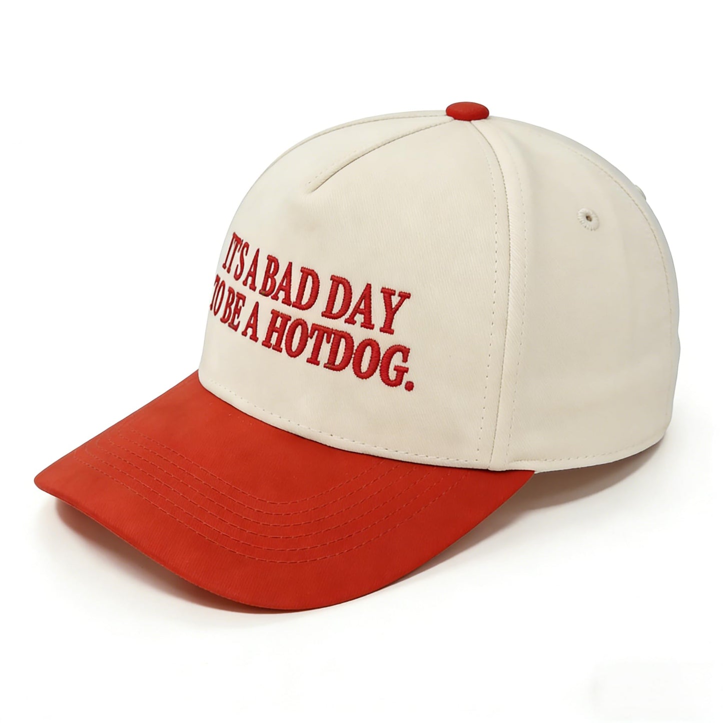 It's a Bad Day to be a Hotdog.Adjustable hat Double-Color Baseball Cap Adjustable Embroidered Baseball caps Outdoor Hats (red)