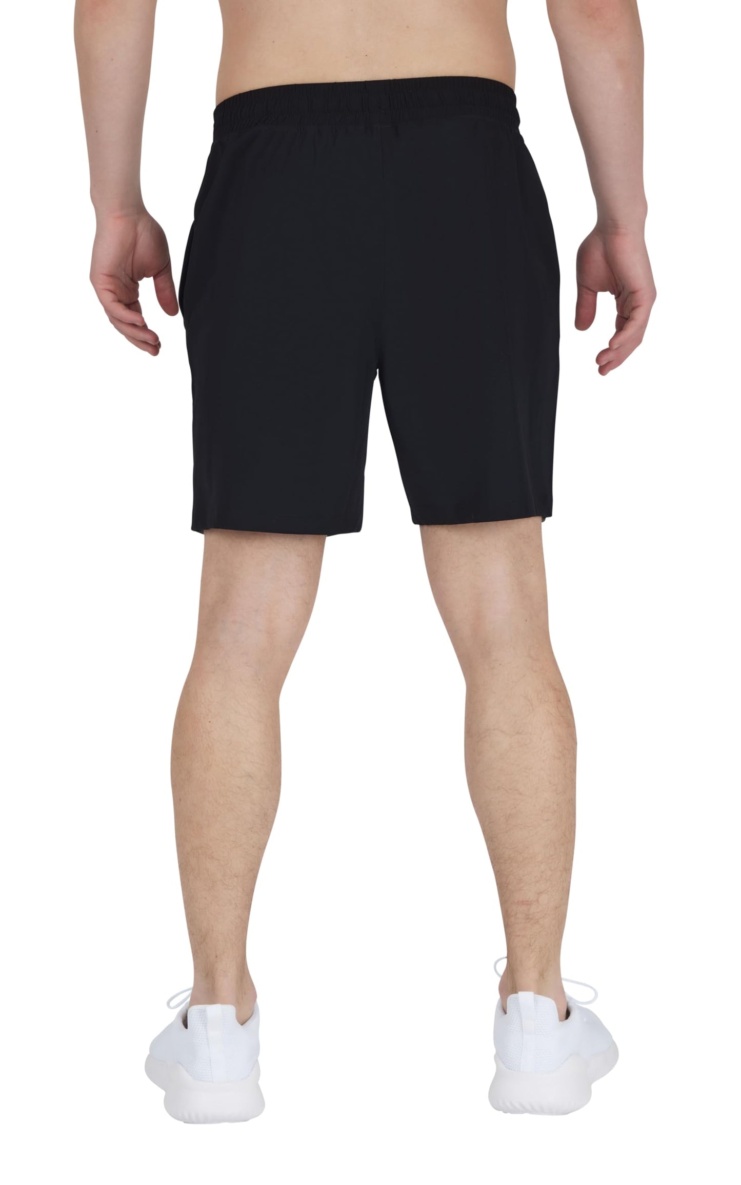 90 Degree By Reflex Mens Workout Short Lightweight Quick Dry 7" Side Zipper Pocket Shorts with Drawstring - Black - XL