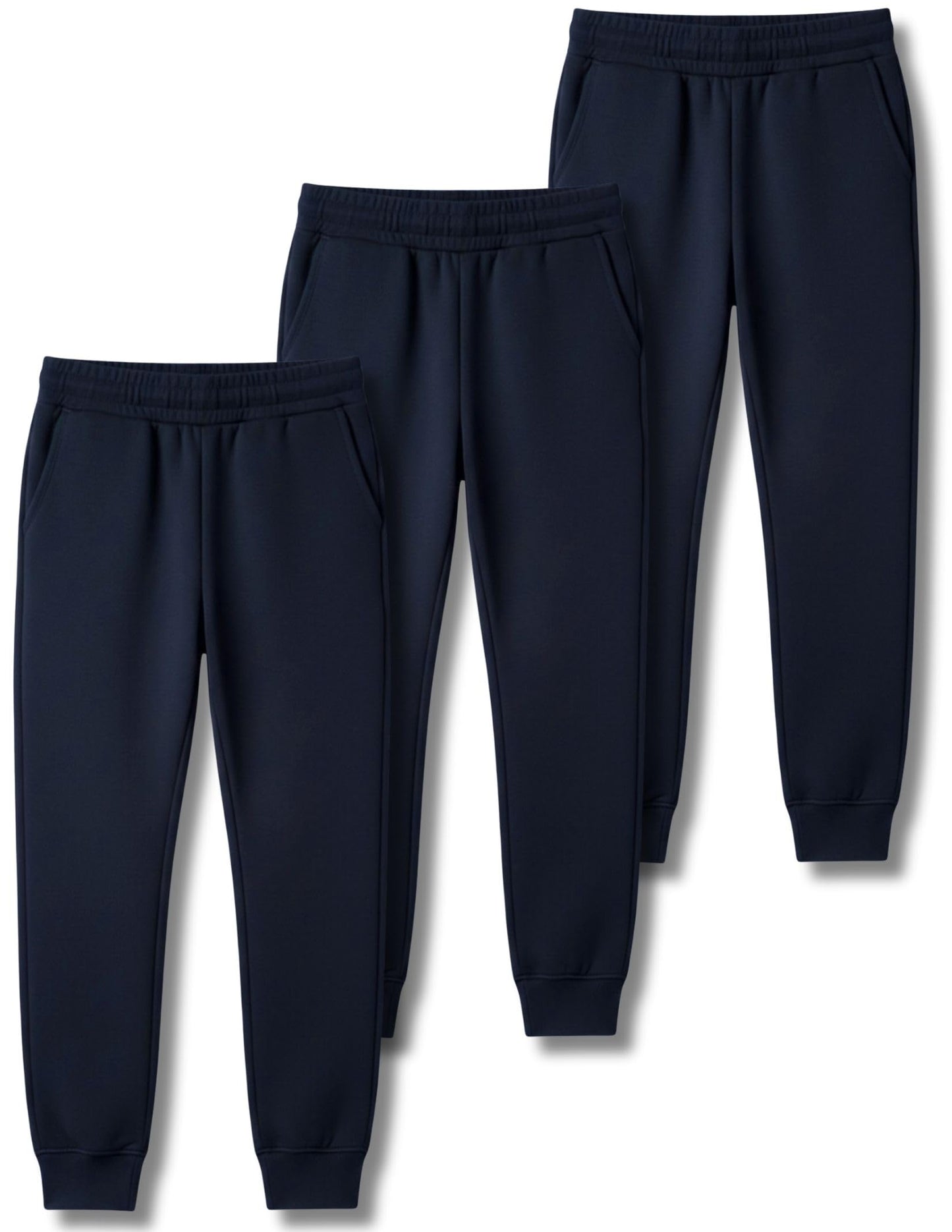 3 Pack Boys Lightweight Jogger Pants, Youth Athletic Sweatpants, Kids Toddlers Clothes Apparel (Set 7, Small) Navy