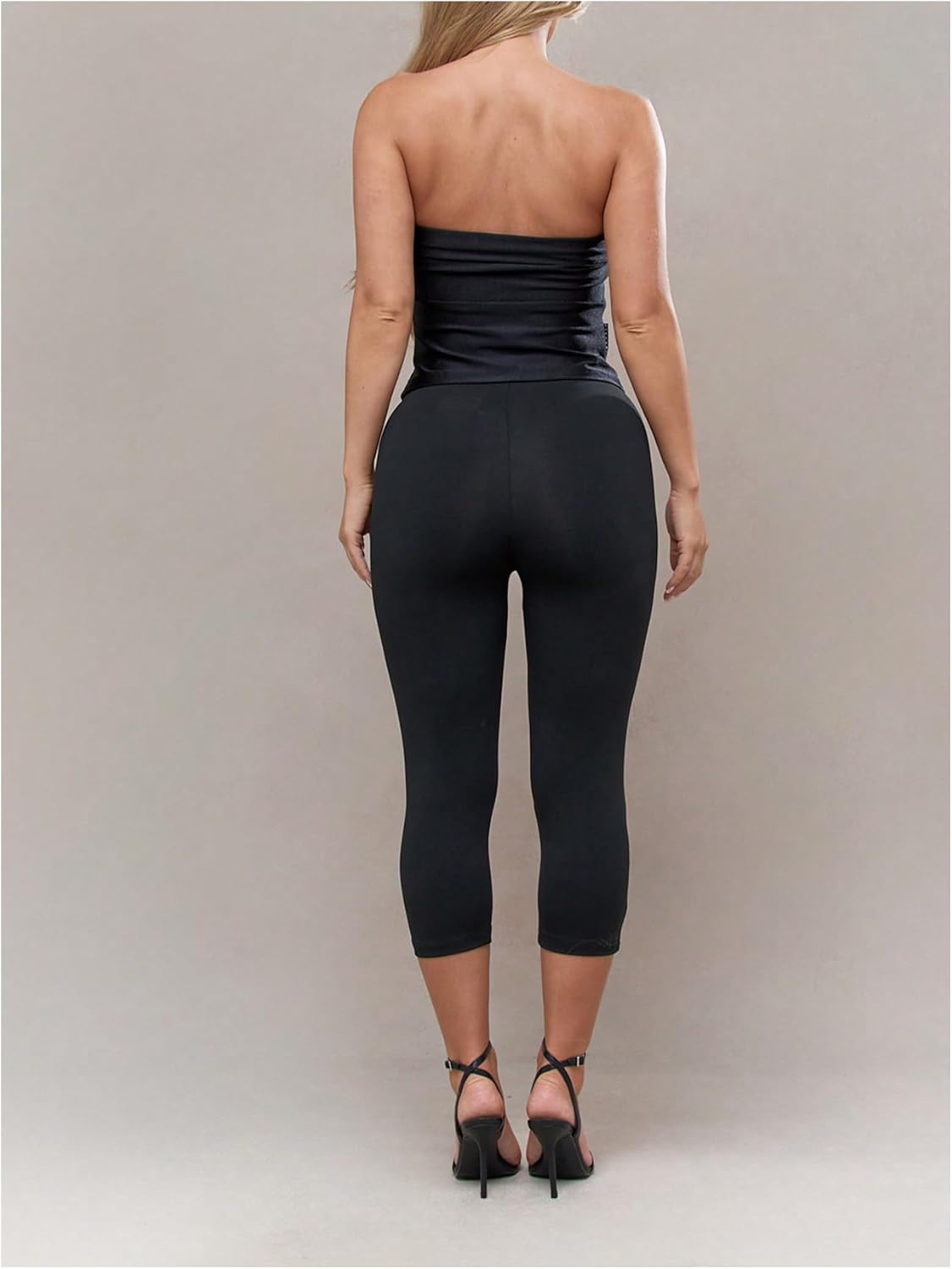 Verdusa Women's High-Waisted Capri Leggings - Comfortable Knee-Length Workout Pants