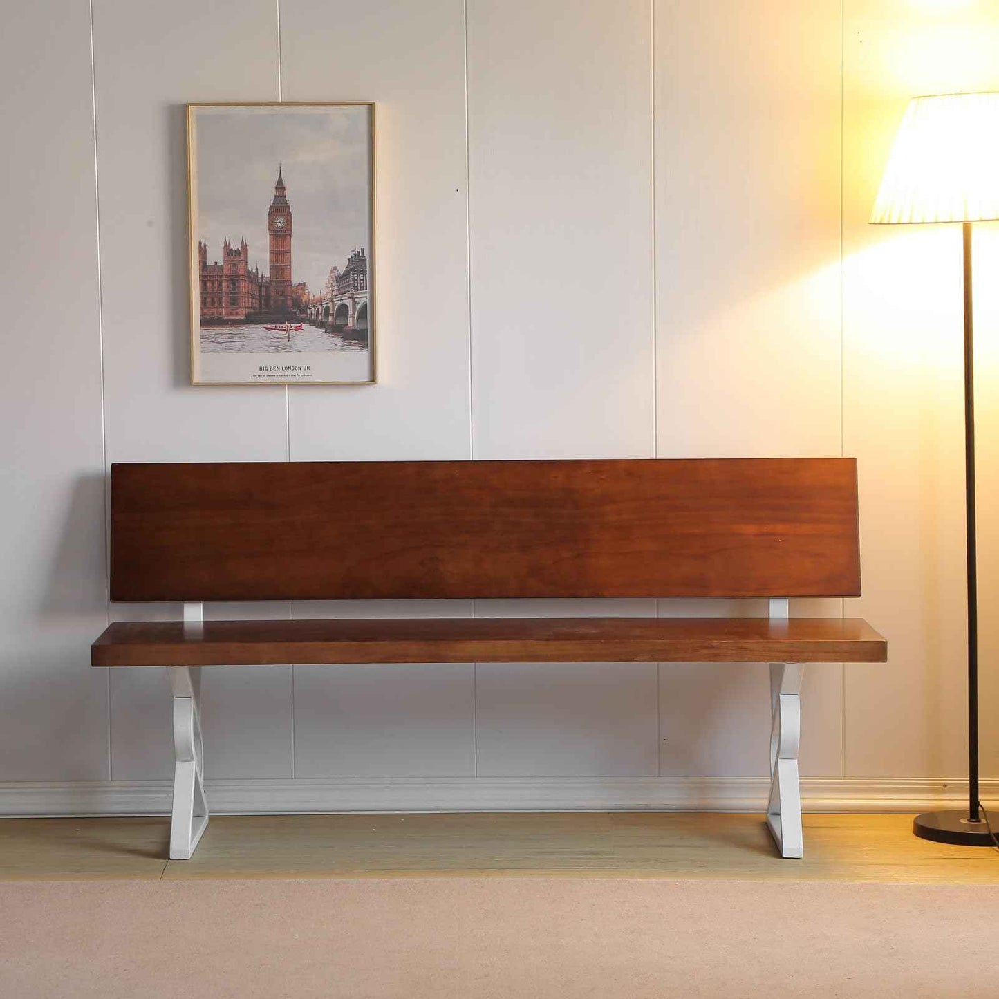 HEONITURE 16 Inch Metal Bench Legs,Backrest Bracket Set of 2,Ideal for DIY Projects with Butcher Block Countertops and Wood Slab Benches Indoor/Outdoor (White, 16" x 17.7")