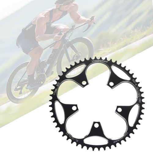 VHXNPCRAO Bike Chainring 54T Black, 110BCD Round Narrow Wide Chainring, 36-60T Single Bicycle Chain Ring for 8-12 Speed Road Bike (Black, 54T)
