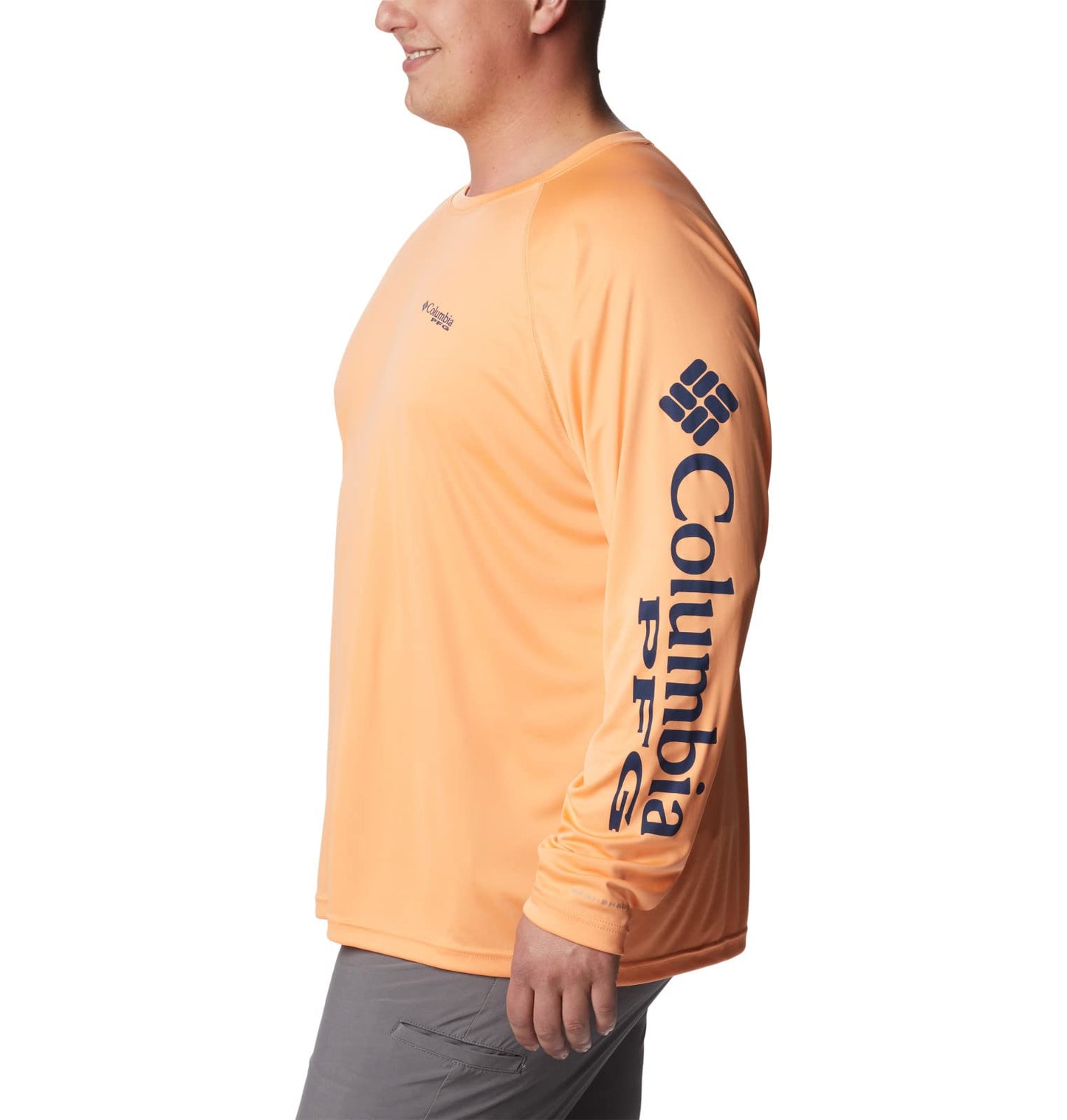 Columbia Men's Terminal Tackle Long Sleeve Shirt, Bright Nectar/Carbon Logo, 6X Big