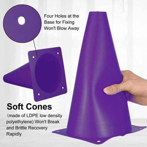 Hoteam 30-Piece Traffic Cones Set - 9-Inch Plastic Safety Cones for Agility Training & Sports Drills