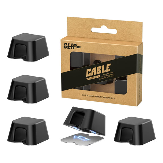 Maveek Magnetic Cord Clips, Cable Holder Magnet Silicone Cord Organizer Keyboard Keys Square Cable Management for Charging USB C Ethernet HDMI Home Office Car TV Cables (5 Pack, Black)