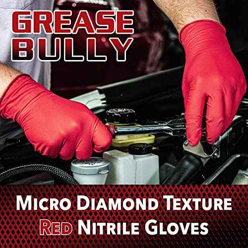 EPPCO Grease Bully 7-Mil Red Nitrile Gloves Disposable Powder Free, Latex Free Textured Superior Grip Glove, Singles