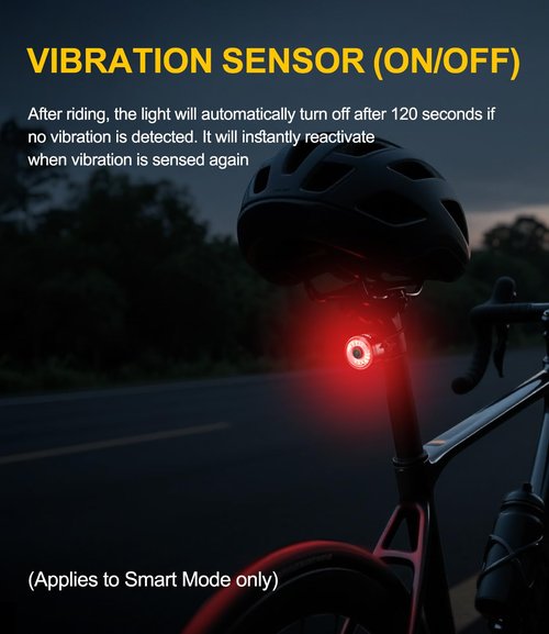 Bike Tail Light with Auto Sensors, Brake Alert Display, 5 Modes, IPX6 Waterproof, Quick Release Mount
