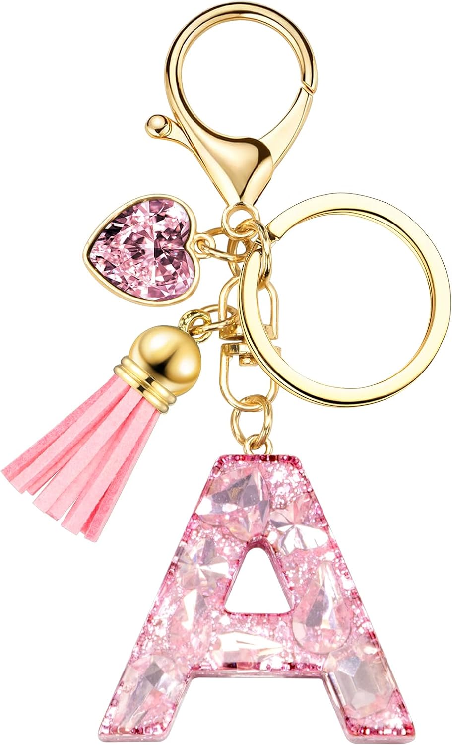 Skiennix Initial Keychain Letter Bag Charms - Cute Purse Accessories with Artificial Diamonds for Women