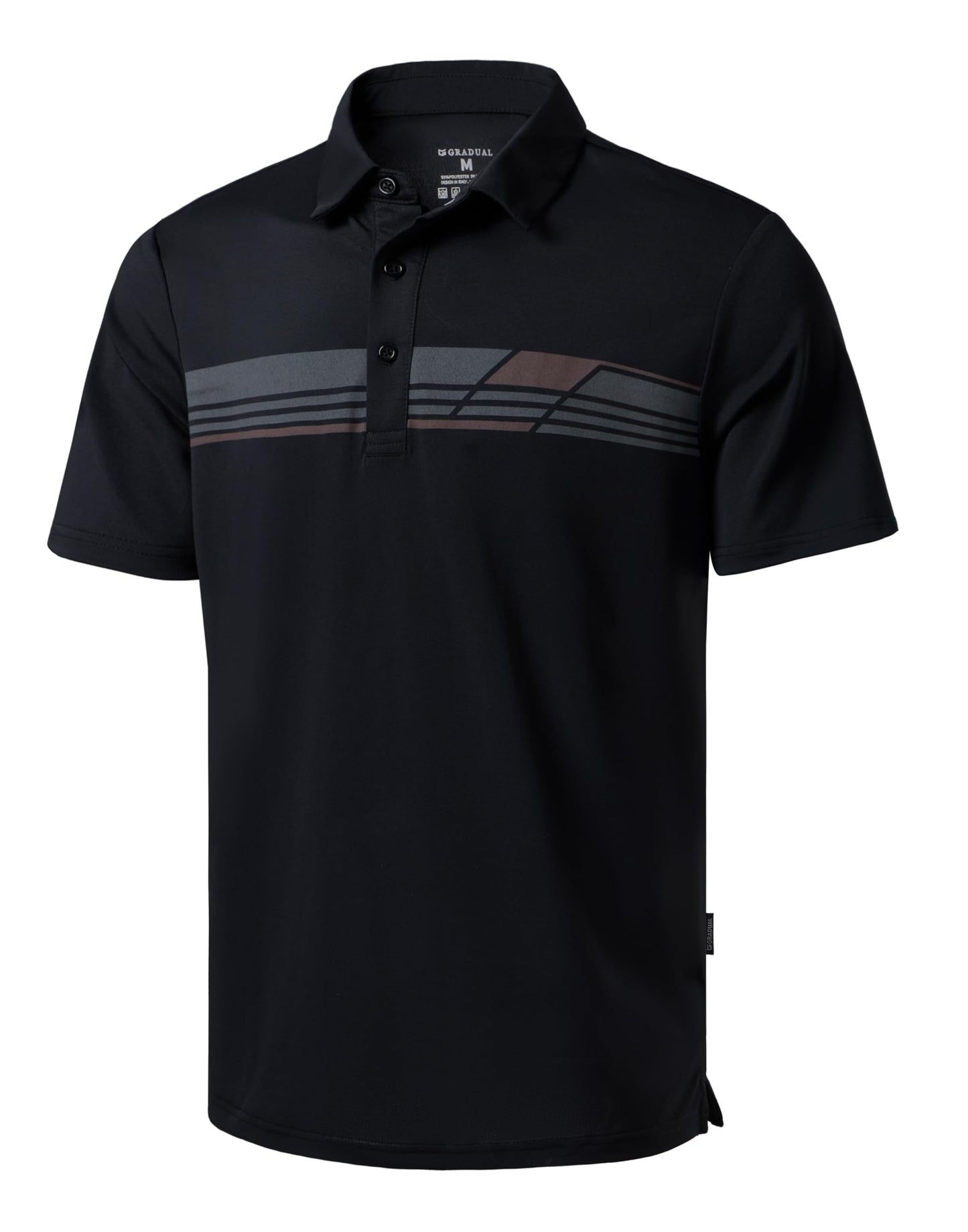 Men's Golf Shirts Dry Fit Moisture Wicking Performance Short Sleeve Collared Polo Shirts for Casual Tennis Bussiness (Black Parallelogram, XL)