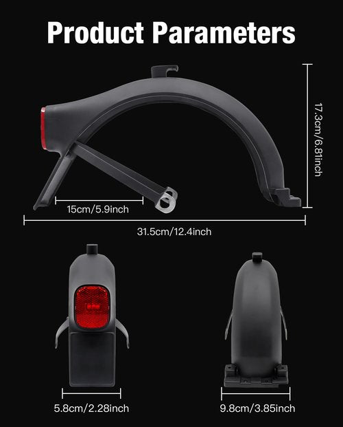 Scooter Rear Fender Assembly with Hook&Taillight Integrated Compatible with Ninebot by Segway F2 / F2 Pro / F2 Plus Kickscooter Rear Mudguard Support Bracket F2 Series Fender Original Accessories