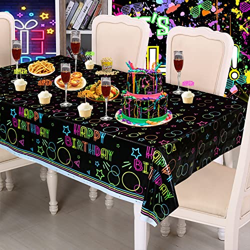3 Pack Neon Plastic Tablecloths - Glow Party Decorations 51"x86.6"