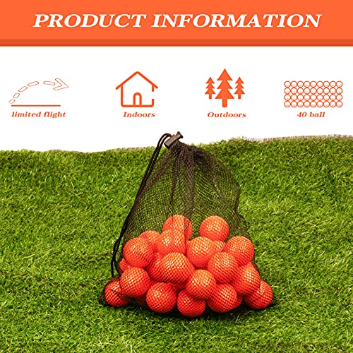 40 Pack Foam Golf Practice Balls - Indoor/Outdoor Training - Orange