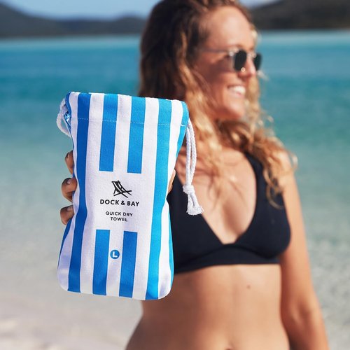 Dock & Bay Beach Towel - Quick Dry & Sand Free - Compact & Lightweight - Extra Large Cabana Blue (200x90cm)
