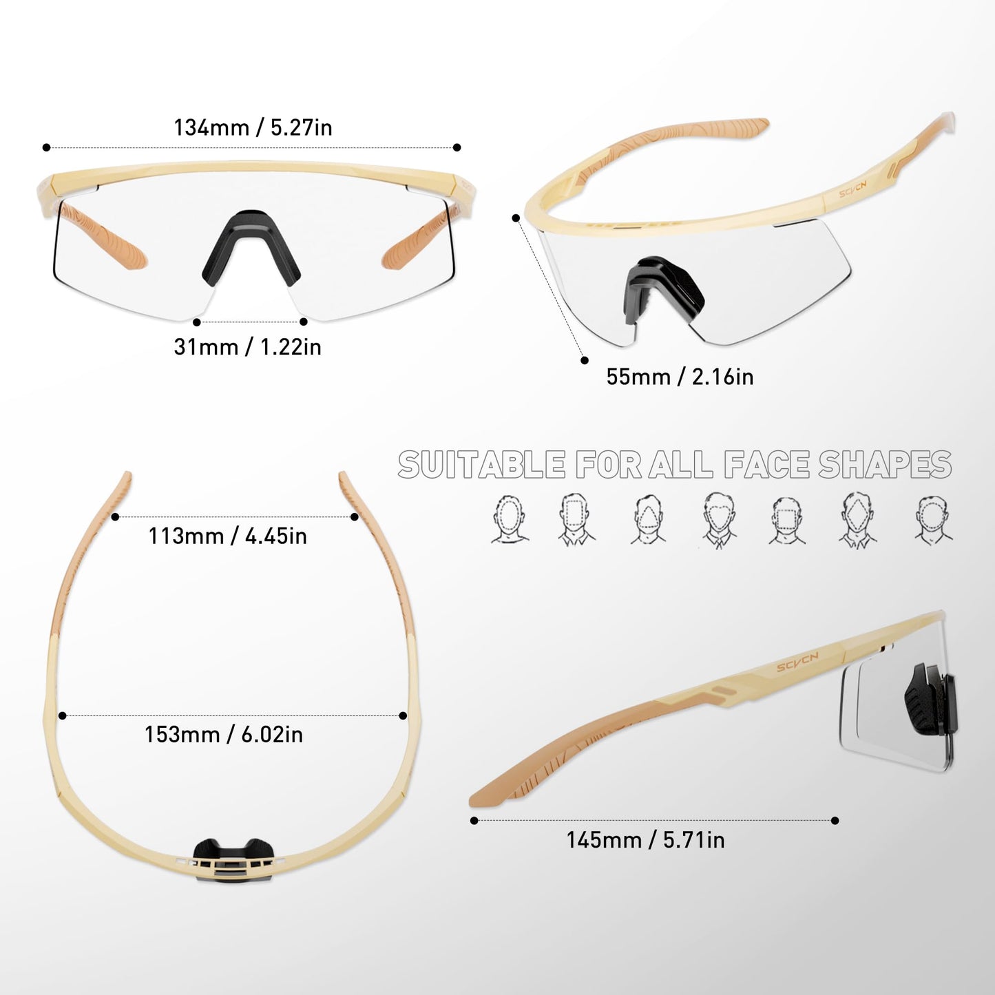 SCVCN Photochromic Cycling Glasses, UV400 Protection, TR90 Frame, Men Women Clear Sports Sunglasses for Cycling, Running, Baseball, mtb, Driving, mountain bike and other outdoor sports 09