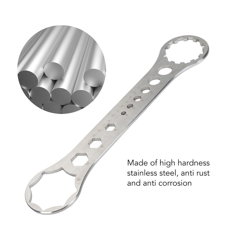 Front Fork Wrench, Durable Stainless Steel 8T-12T Spanner for Precise Mountain Bike Fork Removal Installation, Professional Cycling Maintenance Tool for Mechanics Racers DIY