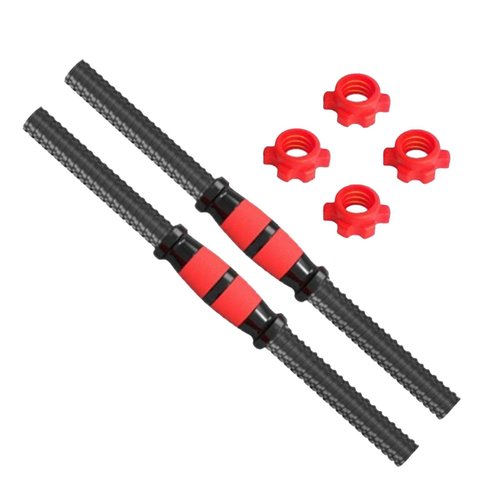 DYNWAVE 2X Dumbbell Handle Dumbellsweights Set Sturdy with 4 Collars Barbell Bar for Workout Strength Training Fitness Gym Attachment, 35cm