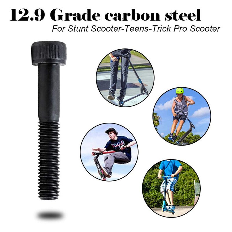 Pro Scooter Axle M8 8mm X 28mm-130mm Multiple Size 12.9 Grade Carbon Steel for Front Rear Wheel Freestyle Scooter Grinds