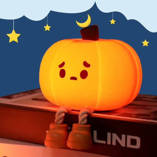 EEKEDO Pumpkin Night Light, Cute Silicone Night Light for Kids, Squishy Touch Nightlight Rechargeable Dimmable for Nursery Lamp for Breastfeeding, Halloween Decor, Office Desk and Kids Room Décor