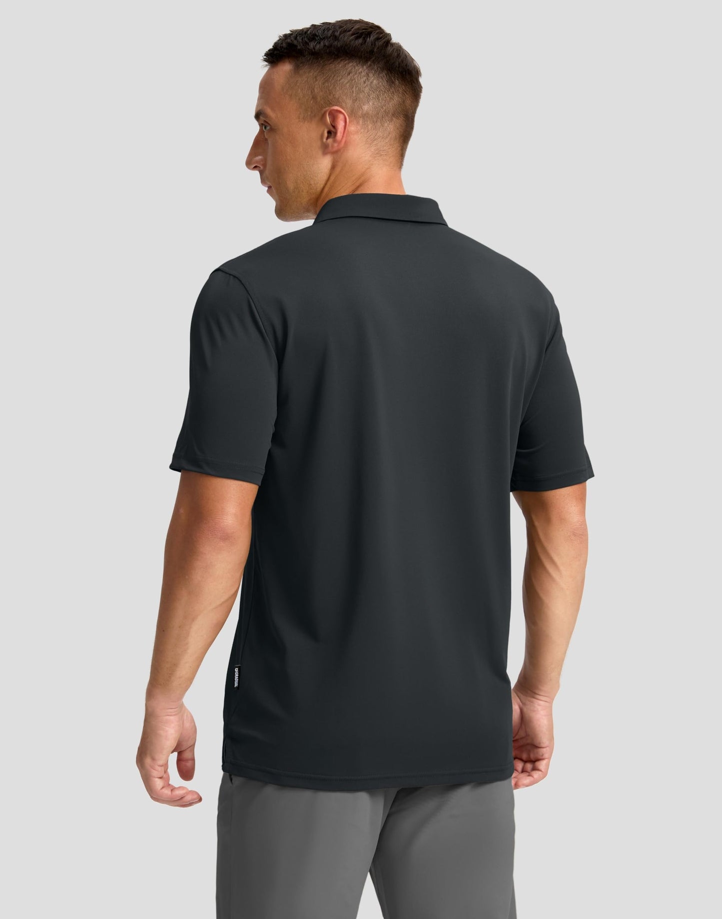 Men's Golf Shirts Dry Fit Moisture Wicking Performance Short Sleeve Collared Polo Shirts for Casual Tennis Bussiness (Dark Grey, XL)