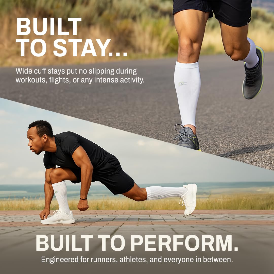 PRO Compression Calf Compression Sleeves for Men & Women - Shin Sleeves for Shin Splint Relief, Travel, and Running Support - Black, Large/X-Large