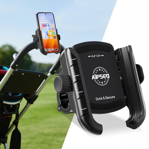 AIPSET Golf Push Cart Phone Holder, Scooter Phone Mount, Stroller Phone Holder, Bike Phone Mount for All Phone Compatible with CaddyTek, Bag Boy, Clicgear, Sun Mountain, Baby Trend, Gaggle & More