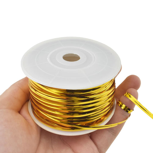 HAHIYO 100Yards/300Feet/91M Gold Metal Twist Ties for Bread, Candy, Coffee, Plant Garden, Cellophane Treat, Gift Wrapping, Plastic Bags - Halloween Party, Cake Present, Art Craft
