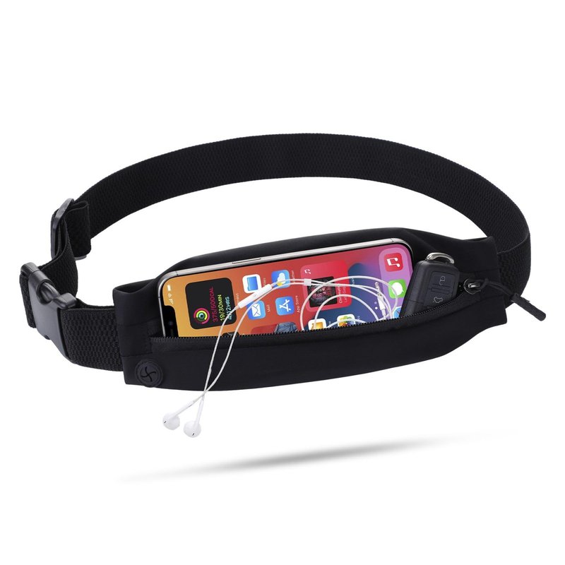 USHAKE Slim Running Belt for Women Men-Runners Phone Holder Fanny Pack, Adjustable, Bounce Free Waist Pouch bag for Workout, Money Belt, Run Gear Accessories Black Nude