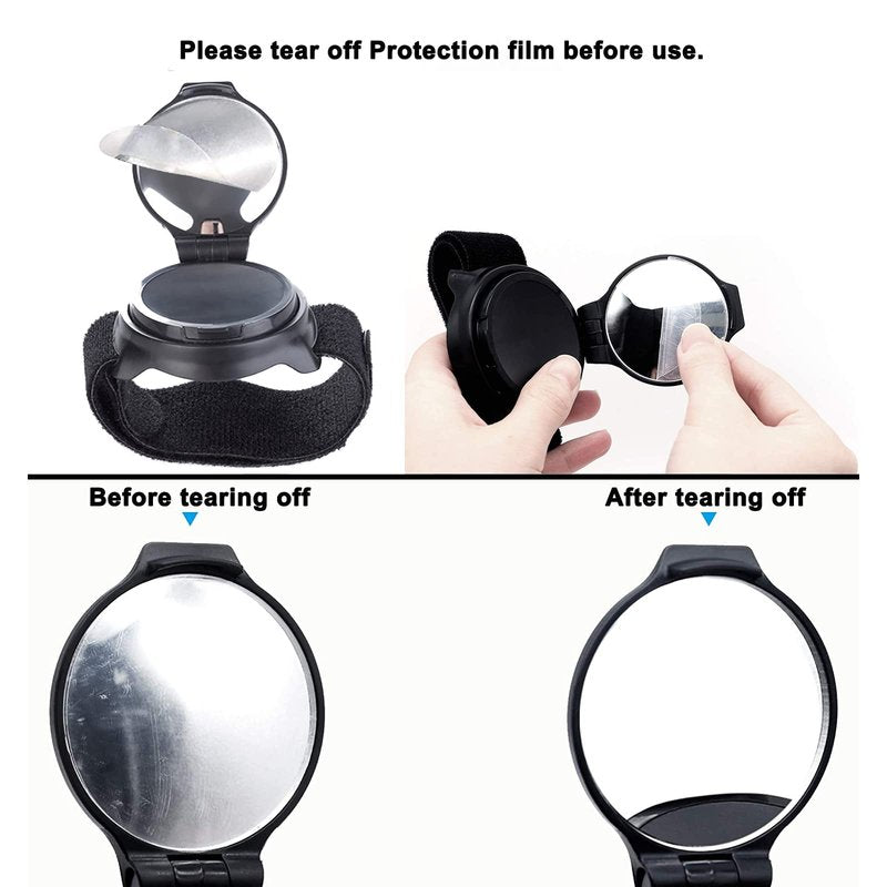 2 Pcs Bicycle Rearview mirror wristband,360° Wristband Bike Rear View Mirrorwrist Guard Cycling Rear View Mirror,Adjustable Road Side Mountain Bike Mirrors Safe Rearview Mirror Accessories