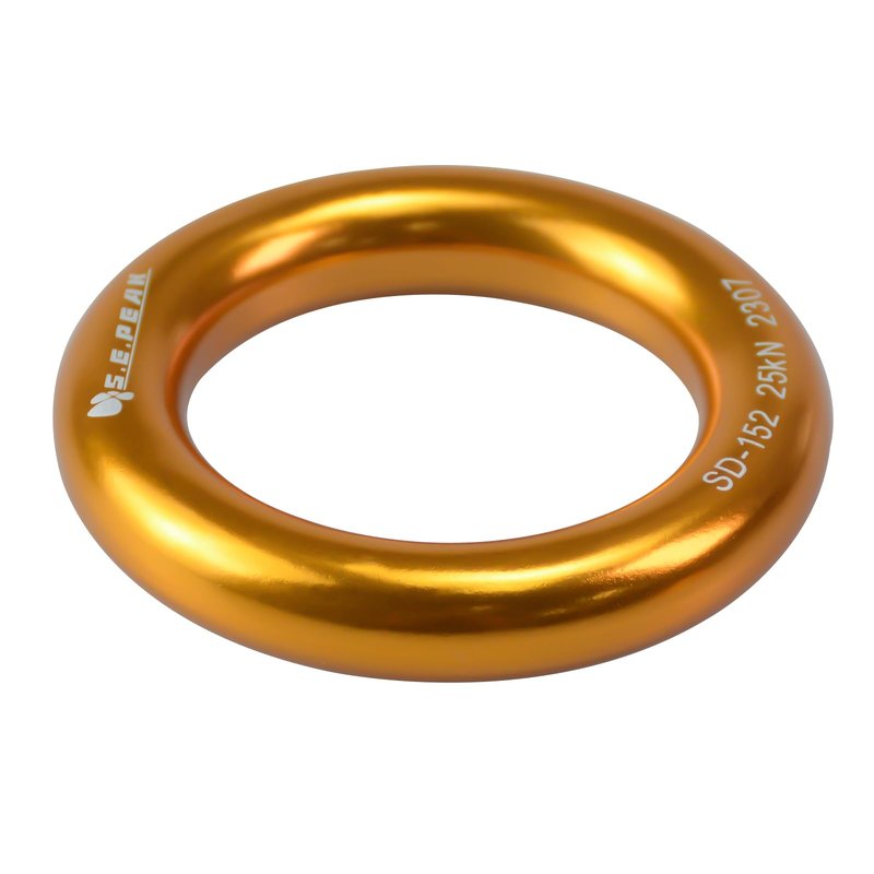 S.E.PEAK 25kN Aluminum Rappel Ring, Tension O-Ring, Rock Climbing, Arborist, Gold, Pack of 4