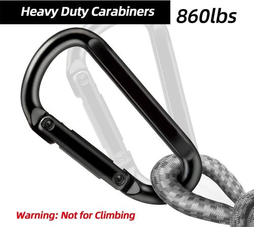 EZYA Heavy Duty Carabiner Clips - 860lbs Iron Carabiners for Keys, Gym, Camping & Hiking Gear | D-Ring Keychain Hooks