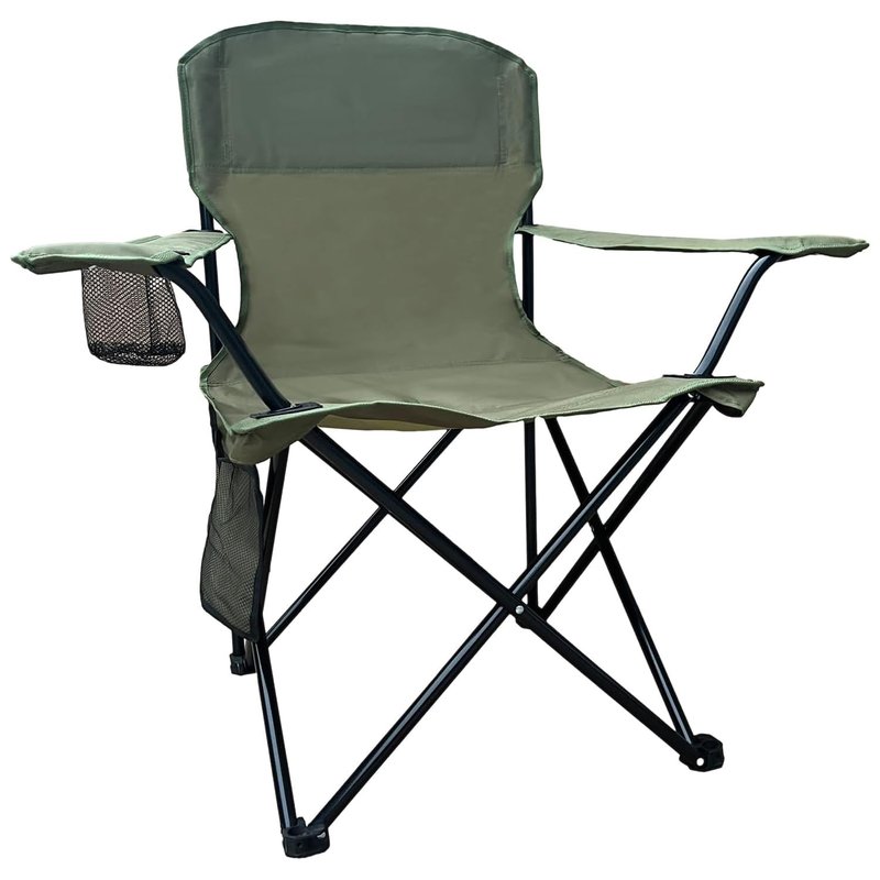 VOYSIGN Camping Folding Chair with Cup Holder & Storage Pocket - 5.5lbs Lightweight, 225lb Capacity Portable Camp Chairs for Outdoor, Hiking, Hunting, Sports, Green