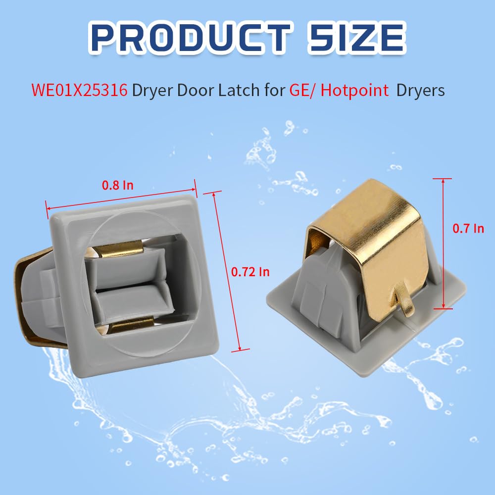 [Upgraded] WE01X25316 Dryer Door Latch fit for GE/Hotpoint Dryers, Replace 4512762, AP6037347, PS11766999 (2 Pack)