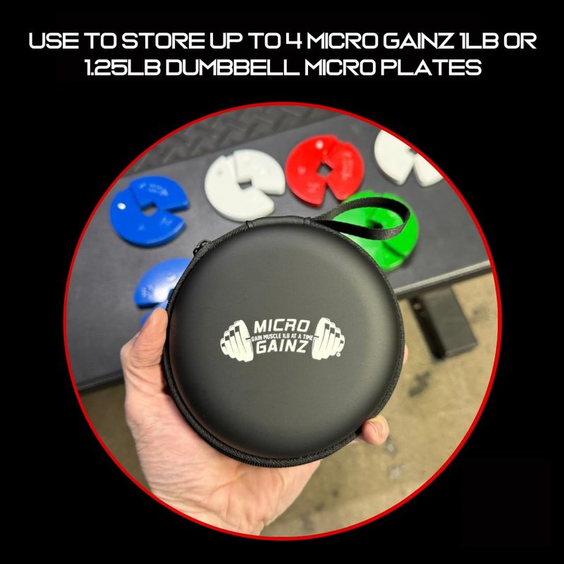 Micro Gainz Hard Shell Carrying Case for 1LB and 1.25LB Dumbbell Micro Plates
