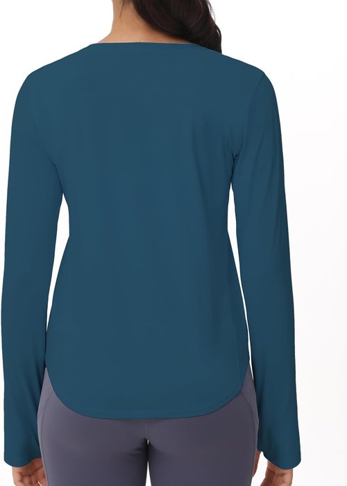 Gym People Women's Long Sleeve Workout Shirt - Athletic Crewneck Hiking Top with Thumb Hole