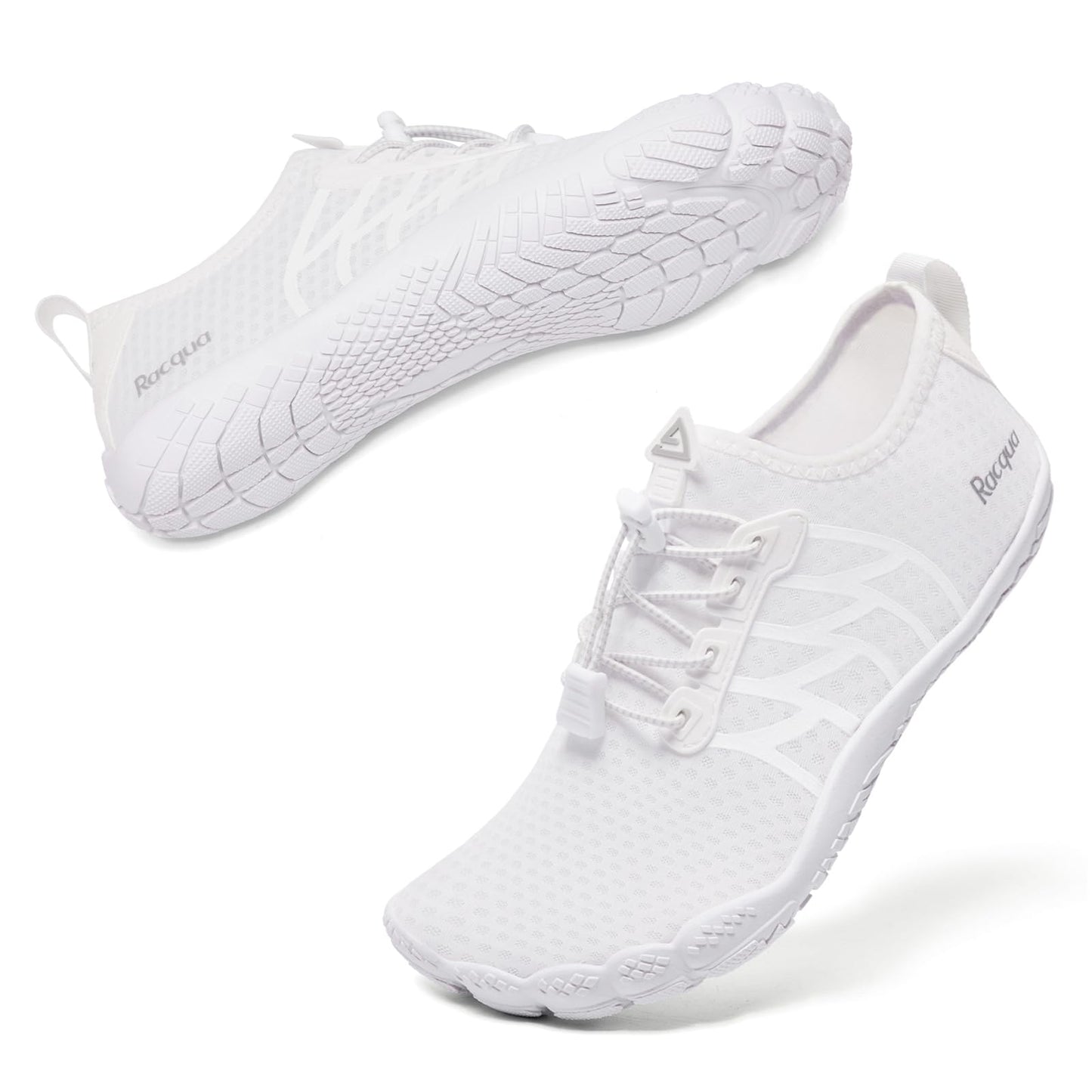 Racqua Water Shoes Lightweight Aqua Shoes Quick-Dry Breathable Swim Shoes Beach Barefoot Outdoor for Women White 9 Women/8 Men