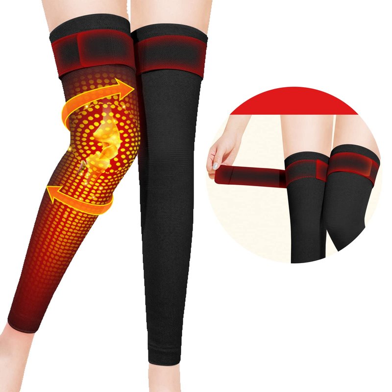Winter Warm Wormwood Self Heating Knee Brace Long Compression Sleeve for Women Men Thermal Support Cotton Leg Warmer Knee Pads Cold Protector, Heated Massager Knee Wrap for Arthritis Joint Pain Relief (black-XXL)