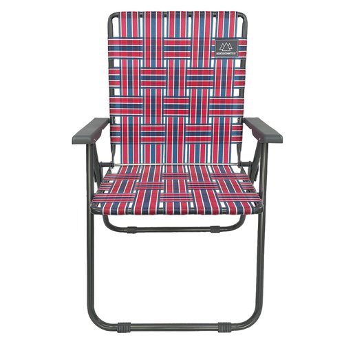 MOUNTAIN SUMMIT GEAR Retro Webbed Camping Chair - Lightweight, Foldable, Durable Steel Frame, 300lb Capacity, Vintage Red/White/Blue Stripes by Caddis Sports