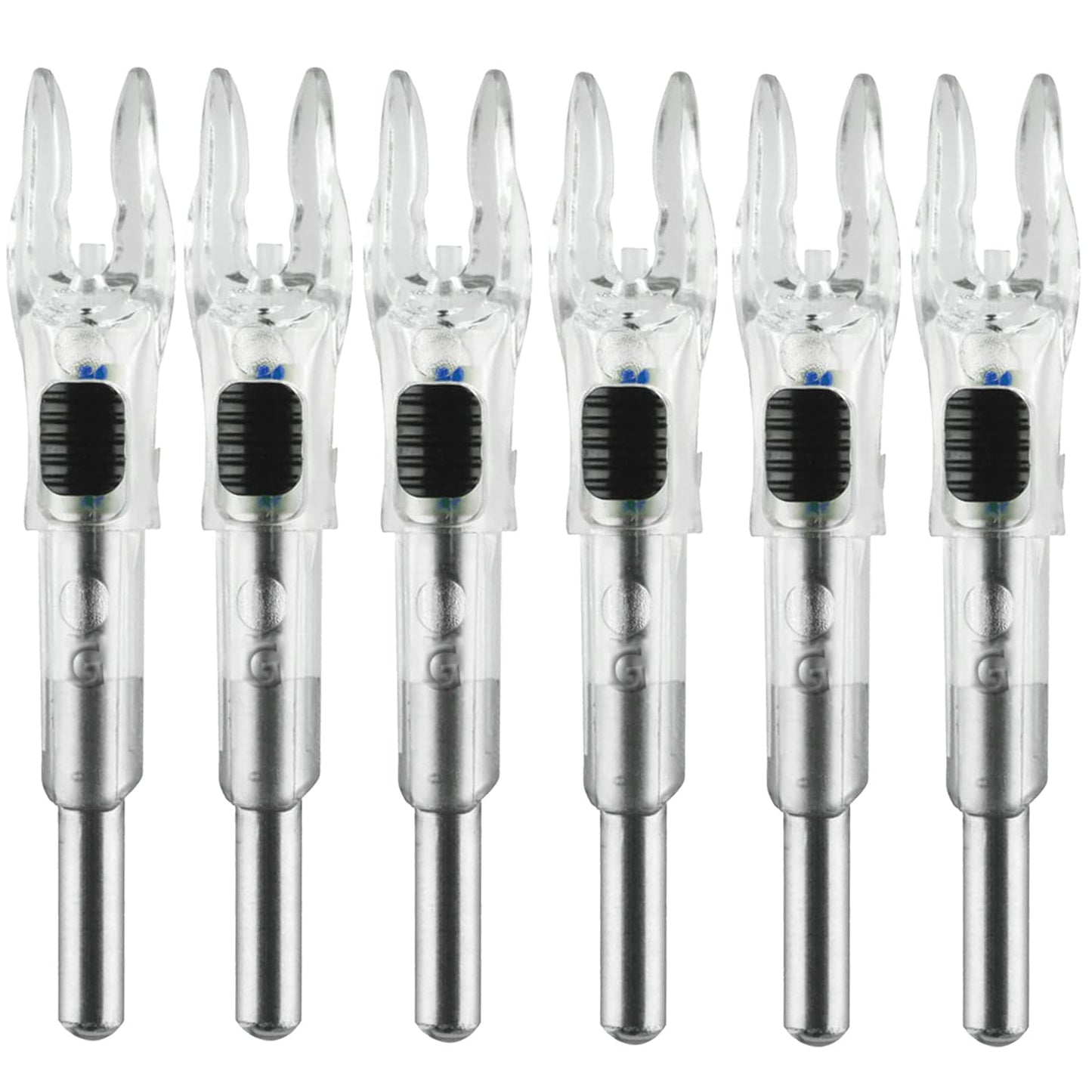 KEAUP G Lighted Nocks 6 PCS with X Bushing for Arrows with .165.204 Inside Diameter with ON/Off Switch LED Nocks Archery Nocks (Blue)