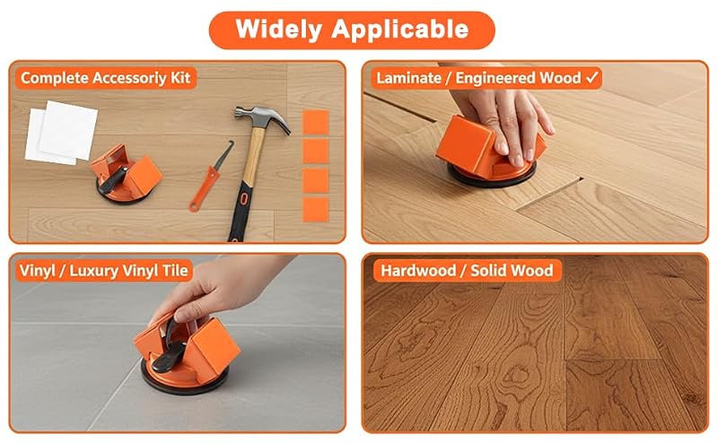 Floor Gap Repair Tool with Suction Cup & Sticky Pads - 45° Angle