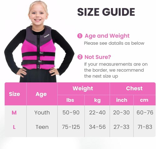 Gogokids Youth Swim Vest - Soft 3D Fabric Jacket for Kids & Teens | Adjustable Float Vest 50-125 lbs
