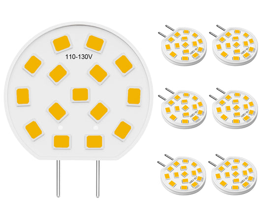 G8 LED Bulb Dimmable 3W Mini Thin Puck Light Equivalent to 20W-25W T4 G8 Bi-Pin Base Halogen Bulb, 120V Natural White 4000K G8 Bulb for Under Counter Kitchen Lighting, Under Cabinet Light,6 Pack